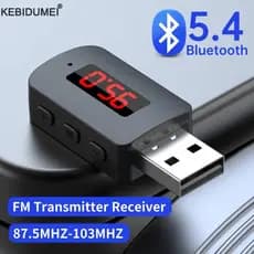Transmissor USB Bluetooth 5.4 FM Com Microfone Kit De Chamada Mãos-Livres Para Carro Display Automático LED Receptor De Música De Áudio Rádio