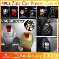 4 Pçs Homem De Ferro Universal Motor Do Carro Start Stop Botão Interruptor Capa Anime Capitão América Acessórios Guarniç