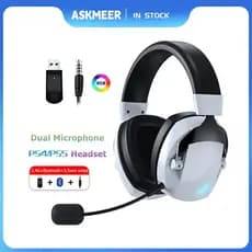 Fone De Ouvido Para Jogos Sem Fio Com Microfone 2.4G USB Dongle + Bluetooth + 3.5mm PC Gamer PS4 PS5 Phone Laptop