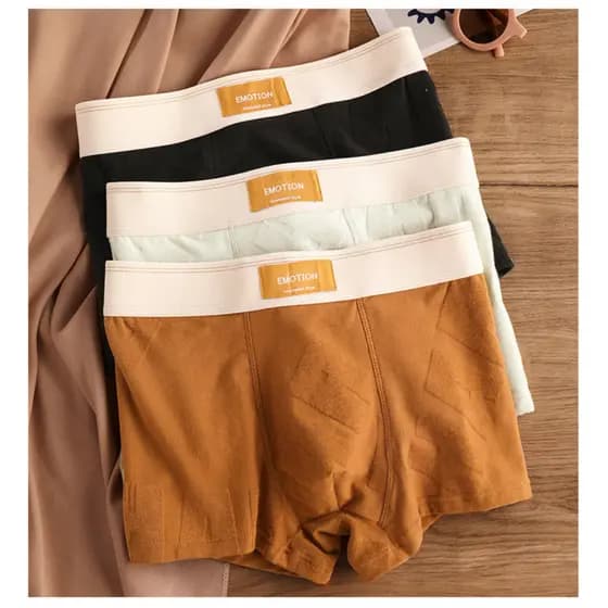 KINGDAFA Cueca Boxer Masculina De Algodão Jacquard Design Roupa Íntima Respirável De Cintura Média Lelaki Seluar Dalam P