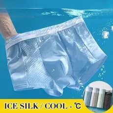 KINGDAFA Malha Respirável Boxer Cueca Masculina De Seda Gelo Homens Sem Costura Seluar Dalam Lelaki Cor Sólida Básico