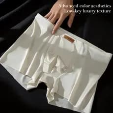 Cuecas Boxer Masculinas Antibacterianas De Seda Gelada KINGDAFA , Roupas Íntimas Sem Costura , Com Textura De Pele Leito