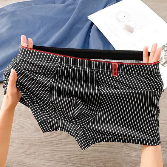 KINGDAFA Plus Size Cueca Boxer Masculina Listrada Cuecas De Algodão Homens Lelaki Spender Seluar Dalam Masculinas