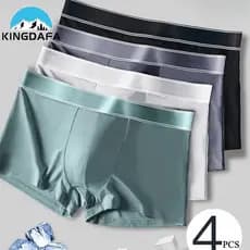 KINGDAFA Homens Boxer Ice Silk Cueca Lelaki Grafeno Antibacteriano Spender Seluar Dalam Cuecas Masculinas Boxers Respirá