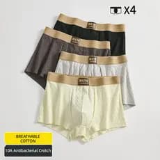 KINGDAFA Roupa Íntima Masculina Clássica De Cor Sólida De Algodão Antibacteriana Respirável Cueca Boxer , Lelaki , Spend
