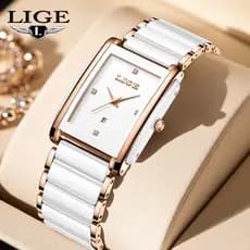 LIGE Novo Relógio Para Mulheres Homens Luxo Senhoras Cerâmica Pulseira Relógios De Moda De Quartzo