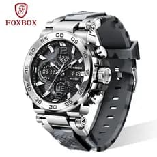 FOXBOX Moda Digital Dual Display Relógio Masculino Silicone LIGE À Prova D'água Esportes Luminosos Relógios Masculinos D