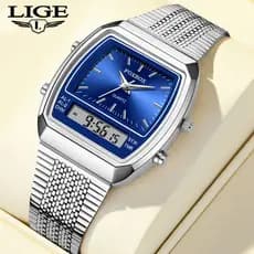 LIGE Double Display Relógio Masculino Original Digital À Prova D'água Esporte Moda Negócios De Pulso