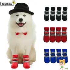 FAYSHOW 4 Peças De Sapatos De Inverno Para Cães , Botas De Cachorro Com Sola Macia E Quente , Capas Antiderrapantes Pés