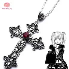 Unisex Gothic Retro Anime Gótico Nota De Morte Colar Pingente Em Forma De Cruz/De Rhinestone Preto Vermelho Gargantilha