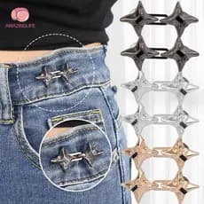 1/2 Pares Fivela De Cintura Ajustável Cruzada-Botões Simples Em Forma De Estrela Jean Pinos-Acessórios De Destacáveis Metal Para Roupas