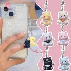 Chaveiro De Gato 3D De Desenho Animado-Pingente De Gatinho De Saudações Em Cores Doces-Mochila DIY Acessórios De Decoraç