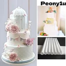 Peônia 10 Peças Passadores De Bolo , Hastes De Suporte Reutilizáveis De 20cm/24cm/30cm , Bastões De Empilhamento Branco