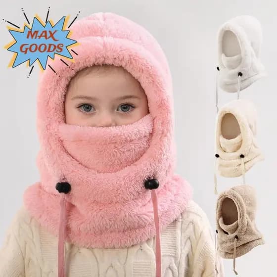 Chapéus Balaclava MAXGOODS , Cachecol Quente À Prova De Vento De Uma Peça , Infantis De Pelúcia Macia