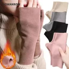 Luvas De Meio Dedo ROWAN , Sem Dedos À Prova De Frio De Cor Sólida Tela Sensível Ao Toque Vento De Veludo Macio