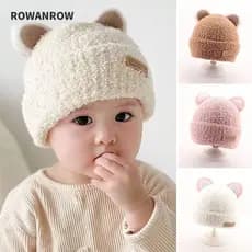 ROWAN Chapéu De Malha Para Bebê De 5 Meses A 3 Anos , Inverno Fofo De Pelúcia , Boné Quente Macio De Desenho Animado Cri