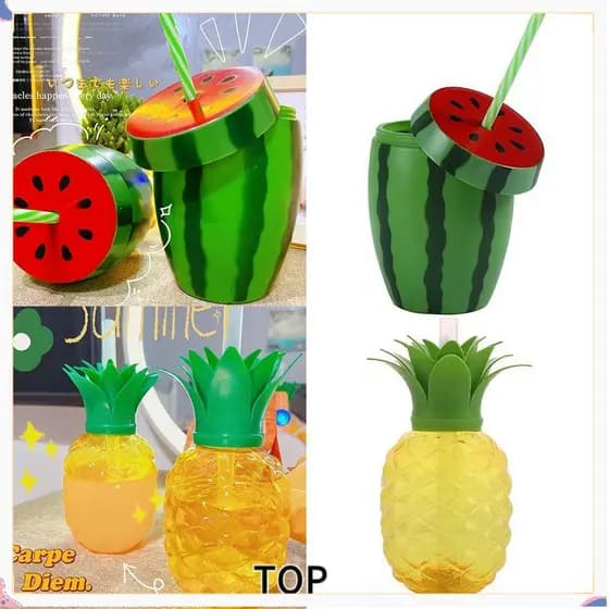 TOPABC Morango Abacaxi Melancia Criativo Desenho Animado Garrafa De Água De Frutas