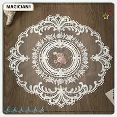 Capa De Mesa De Jantar MAGICIAN , Pano Bordado Redondo De Renda , Porta-Copos De Café Branco Resistente Ao Calor