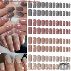 HUISHU 96 Peças De Unhas Postiças , Quadrado Longo E Bailarina , Cor Pura , Nials Falsos , Prensa Francesa Destacável Em