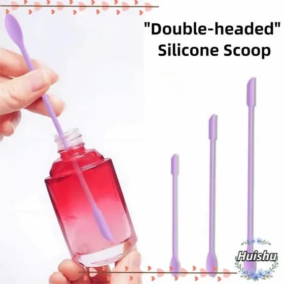 HUISHU 3 Peças De Colher De Escavação Cosmética , Raspador De Silicone Macio De Cabeça Dupla , Mini Escova Facial Alonga