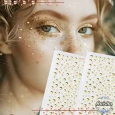 Adesivos De Joias Faciais HUISHU , Dourados De Gemas Brilhantes Para Festival De Música Cabelo DIY De Maquiagem