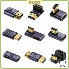 SUQI Conversor Compatível Com HDMI , Adaptador LED UHD 8K 60HZ HDTV , Conector AF-AM HD 2.1 De 48Gbps E 90 Graus