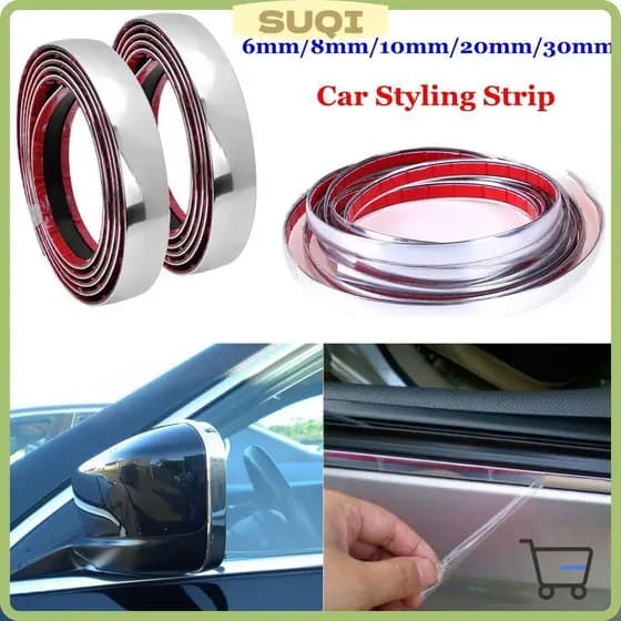 SUQI Bumper Decor Strip Exterior Interior Auto Styling Placa Cromada Autoadesiva