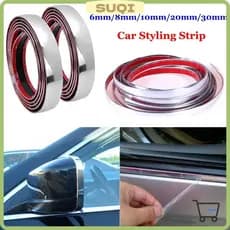 SUQI Bumper Decor Strip Exterior Interior Auto Styling Placa Cromada Autoadesiva