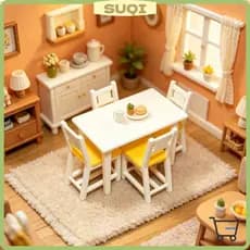 Mesa Em Miniatura Para Casa De Bonecas SUQI , Cadeiras De Centro 1/12 Multiestilos , Mini