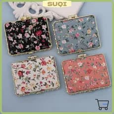 SUQI Mini Espelho Floral De Maquiagem , Cosmético De Bolso Portátil Dobrável De Mão Compacto Vintage
