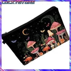 LUCKYSTOREGOODS Organizador De Maquiagem , Bolsa Cosmética De Poliéster Com Estampa De Cogumelo De Armazenamento De Viag