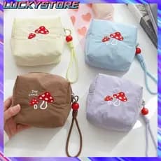 LUCKYSTOREGOODS Embreagem De Tecido Feminina , Bolsa De Maquiagem Multifuncional Em Formato De Cogumelo Moedas De Grande
