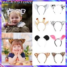 LUCKYSTOREGOODS Animais Orelhas Tiara Tema Festa Halloween Natal Aniversário Cão Zebra Fonte De