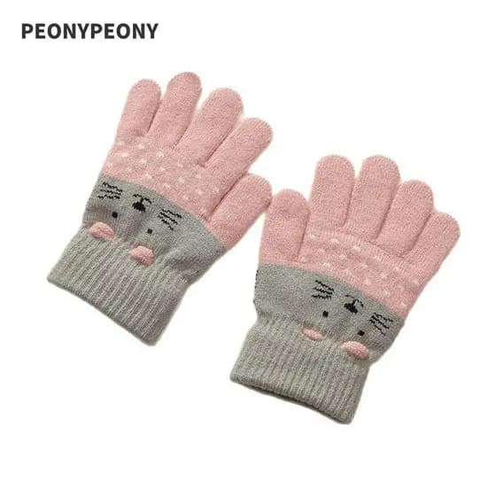 PEONY Luvas De Inverno Para Crianças De 3 A 10 Anos , Infantis À Prova De Frio Em Cores Doces Grossas Vento Bebês