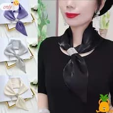 ONLYGOODS Cachecóis Cruzados , Pescoço De Embrulho De Diamante Macio , Lenço De Seda Simples De Cor Sólida De Moda
