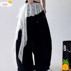 ONLYGOODS Mini Saia De Renda , Irregular Y2K Streetwear Com Babados E Cintura Alta Harajuku Saias Franzidas