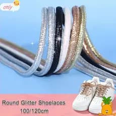 ONLYGOODS 1 Par De Cadarços Redondos Com Glitter , Criativos Casuais Brilhantes Perolados
