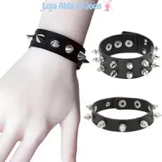 Pulseira Cravejada EMILEES , Preta Punk Ajustável De Couro Pu Gótico Spike Rock