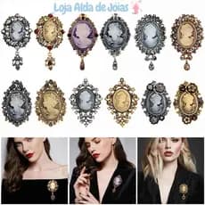 Broches De Strass De Cristal EMILEES , Camafeu Estilo Vintage Com , Design De Cabeça