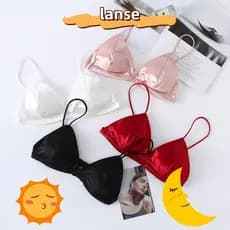LANSEL Sutiãs Femininos , Sutiã De Cetim Com Costas Em Formato De V Profundo , Top Tubo Respirável Feminino Sem Costura