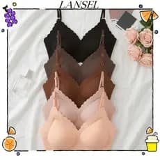 LANSEL Sutiã Camisola Sem Fio , Anel De Aço Onda Borda Design De Seda Gelo , Traseiro Costura Plus Size