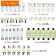 forevergo 42pcs/set Auto Car Carro Luzes LED Brancas Interiores Do Da Cúpula Porta-Malas Placa De Licença Lâmpada De Leitura De Luz Interna Kit De Acessórios Mistos S7X9