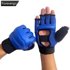 Luvas De Boxe FOREVERGO De Meio Dedo Couro MMA Treinamento De Karate Muay Thai H1K1