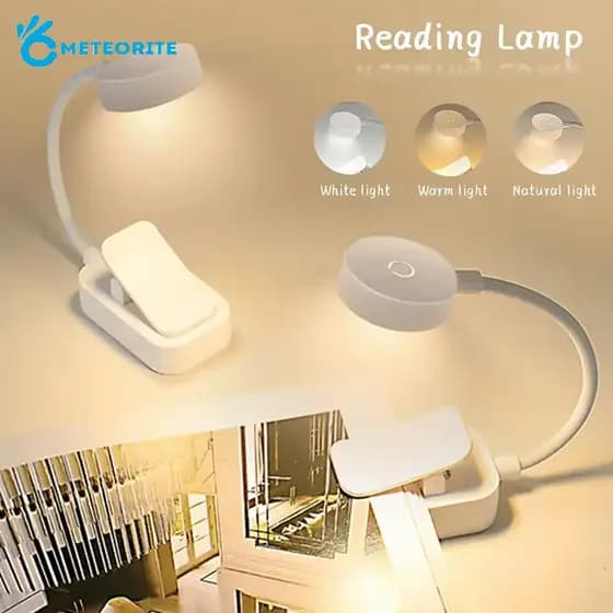 Mini Lâmpada LED Recarregável 360 Graus Dobrável Com Clipe Para Livro-Quarto 3 Cores Ajustável Proteção Os Olhos Luz De