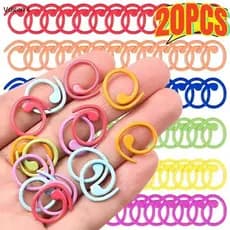 20 Pçs Anel Marcador De Ponto De Metal Em Forma Helicoidal Multicolorido Marcadores De Bloqueio De Crochê Para Tricô Fer