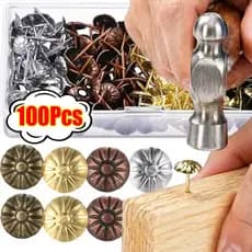 100 Pçs Vintage Jóias Caixa De Presente Moldura Decoração Prego Crisântemo Em Forma Cabeceira Sofá Fixação Pinos DIY Móv
