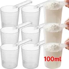 100ml Copo De Medição De Plástico PP Cabo Longo , Transparente Colheres Medidoras De Grãos De Café Com Escala De Mar