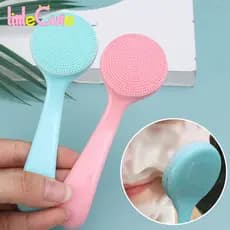 Escova De Limpeza Facial De Silicone-Manual De Cabo Longo Massagem-Almofada Para Cravos , Poros , Esfoliante-Ferramenta