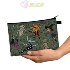 Armazenamento Durável Com Design De Gato E Lua Florestal De Maquiagem Portátil Moderna Bolsa Cosmética De Lona Vintage