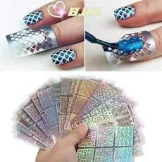 BJIA 6/12/24/26pcs Estêncil Para Arte Em Unhas , Conjunto De Adesivos Holográficos Modelo De Pintura A Laser Oco DIY